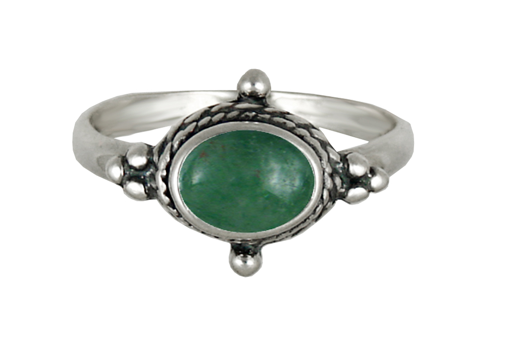 Sterling Silver Gemstone Ring With Jade Size 7